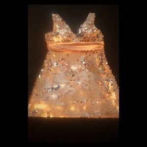 Rose gold sequin dress